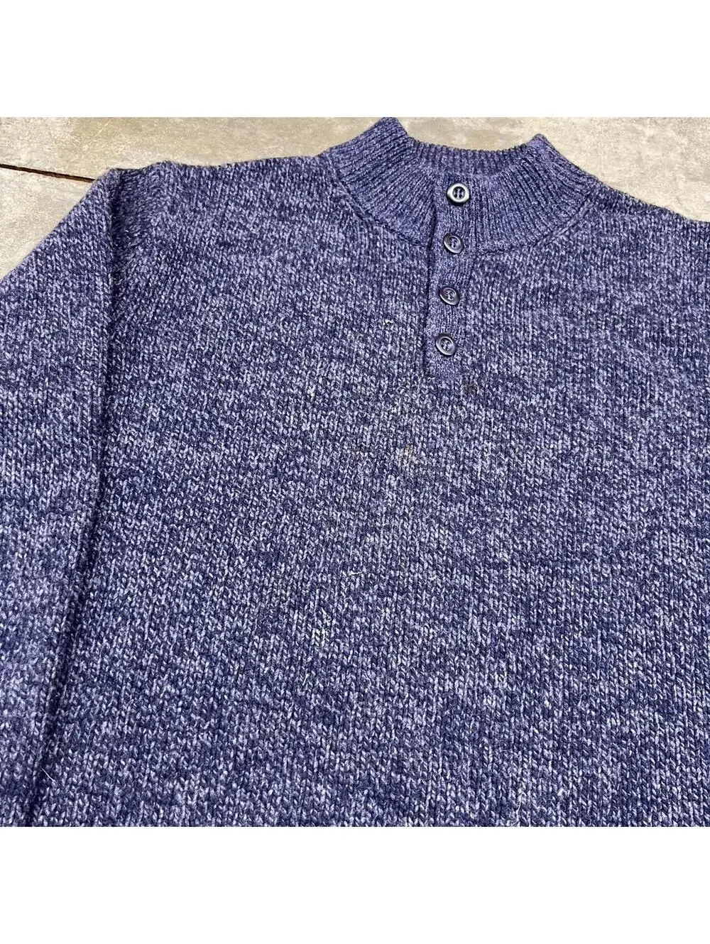 vintage l.l. bean lambs wool navy blue knit sweater size large